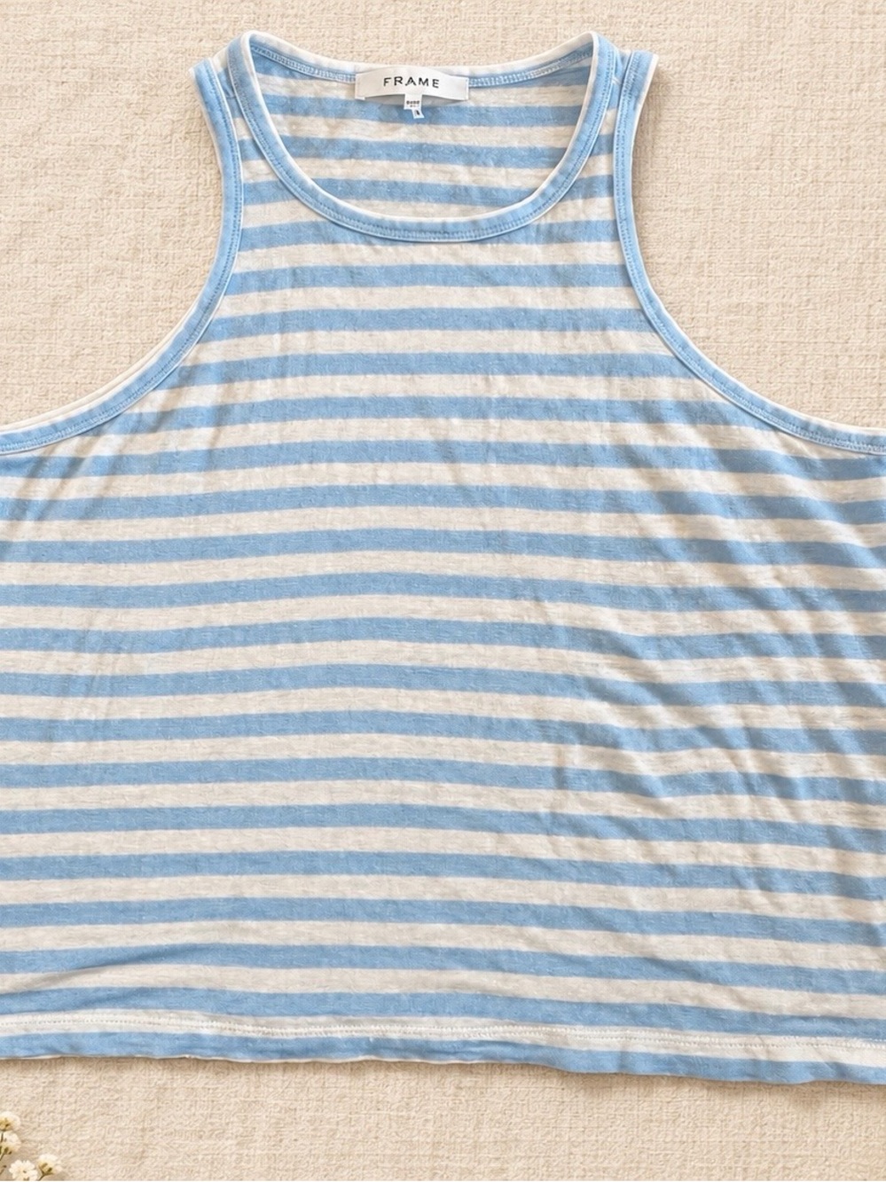 Frame Denim Light Blue & White Striped Tank